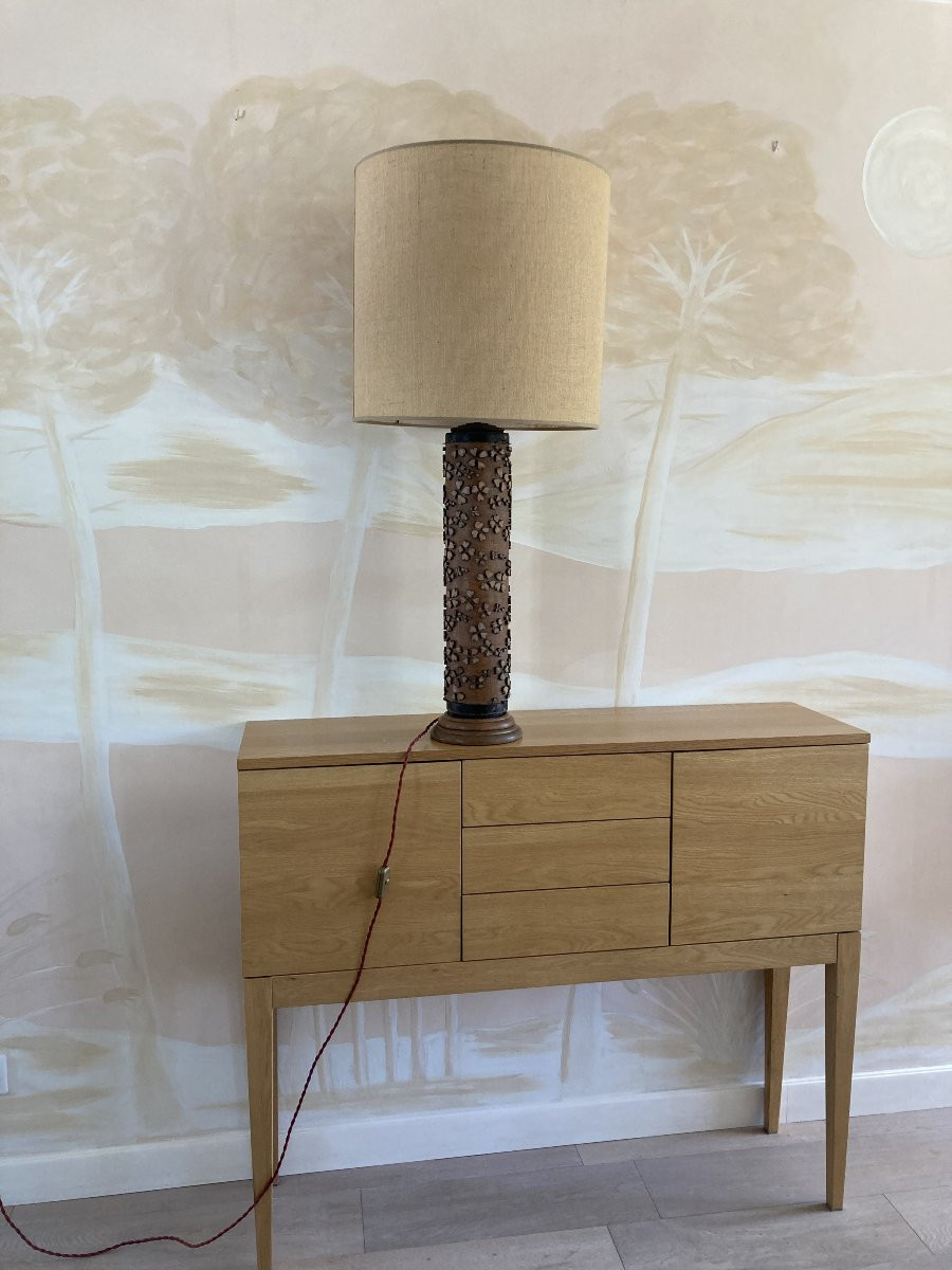 Lampe rouleau d'impression, Bois et Laiton, Fin 19ème-photo-3