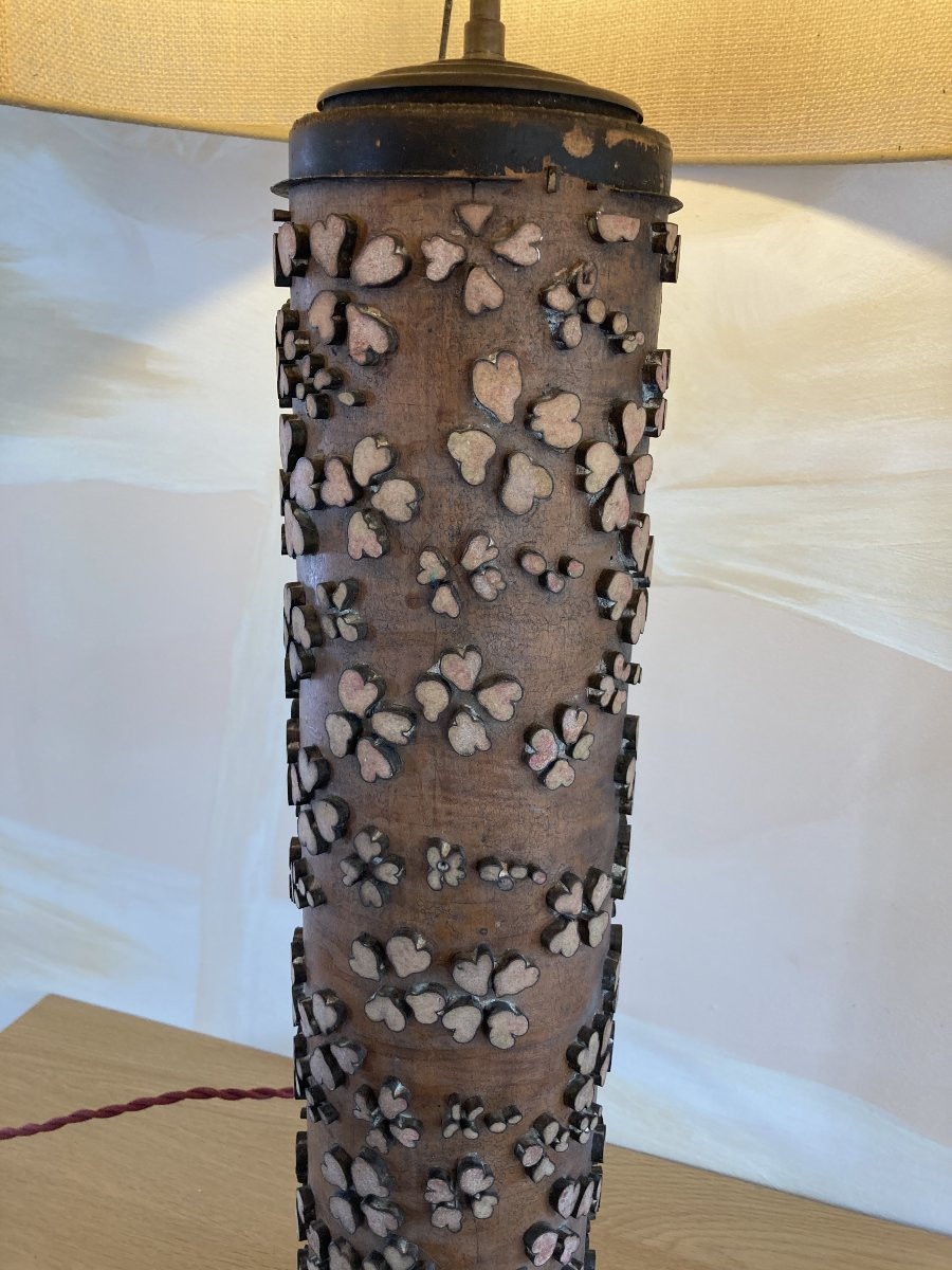 Lampe rouleau d'impression, Bois et Laiton, Fin 19ème-photo-1
