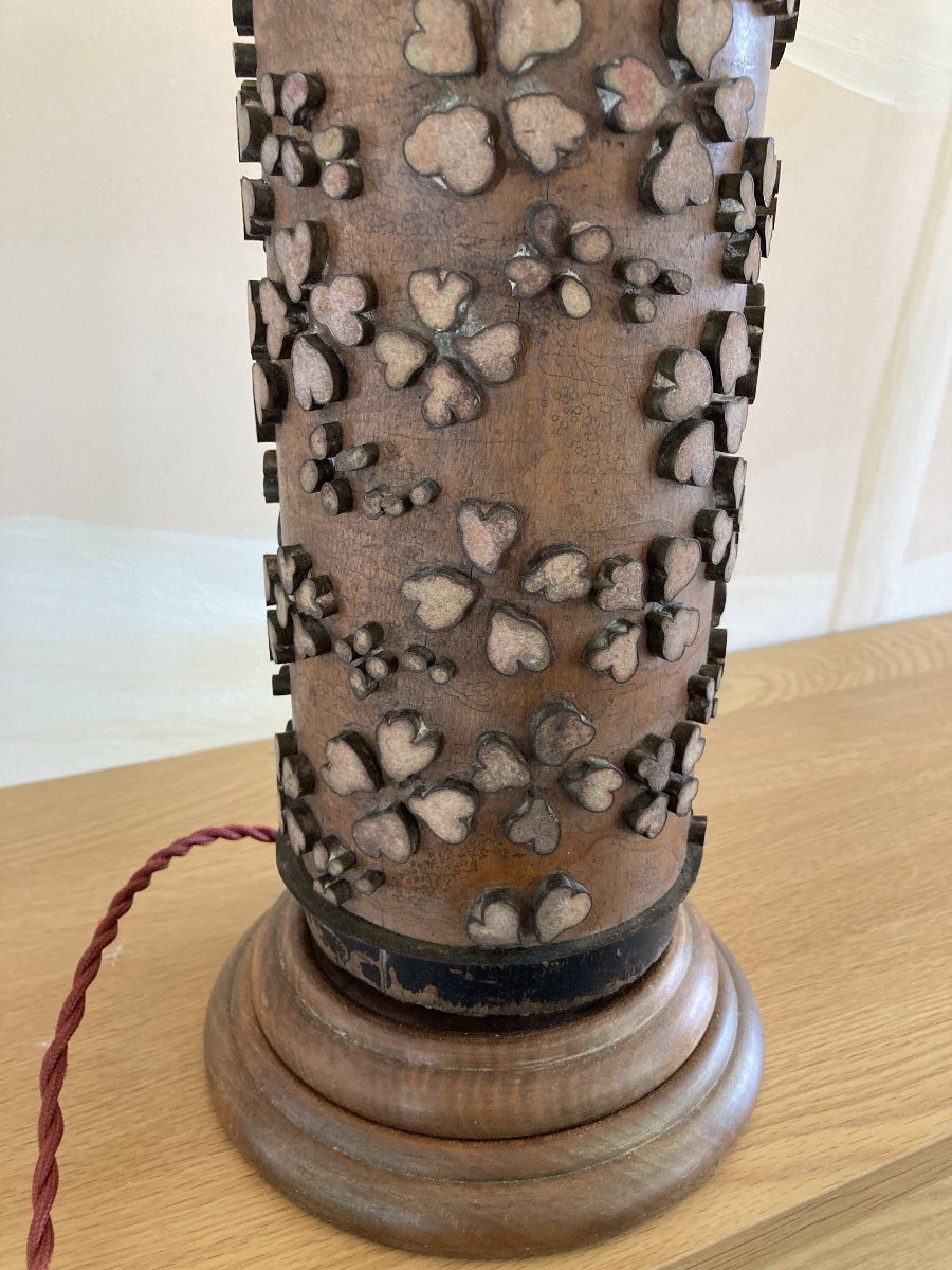 Lampe rouleau d'impression, Bois et Laiton, Fin 19ème-photo-3