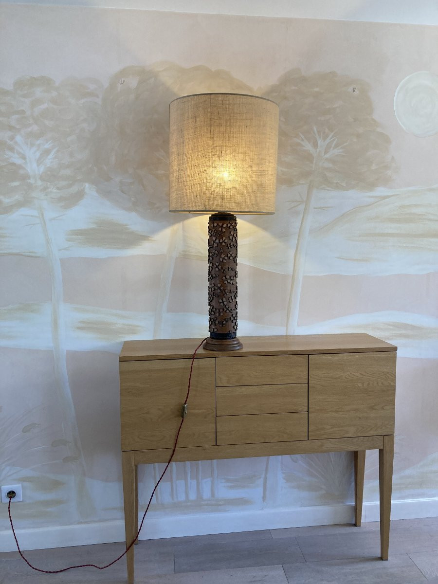 Lampe rouleau d'impression, Bois et Laiton, Fin 19ème-photo-4
