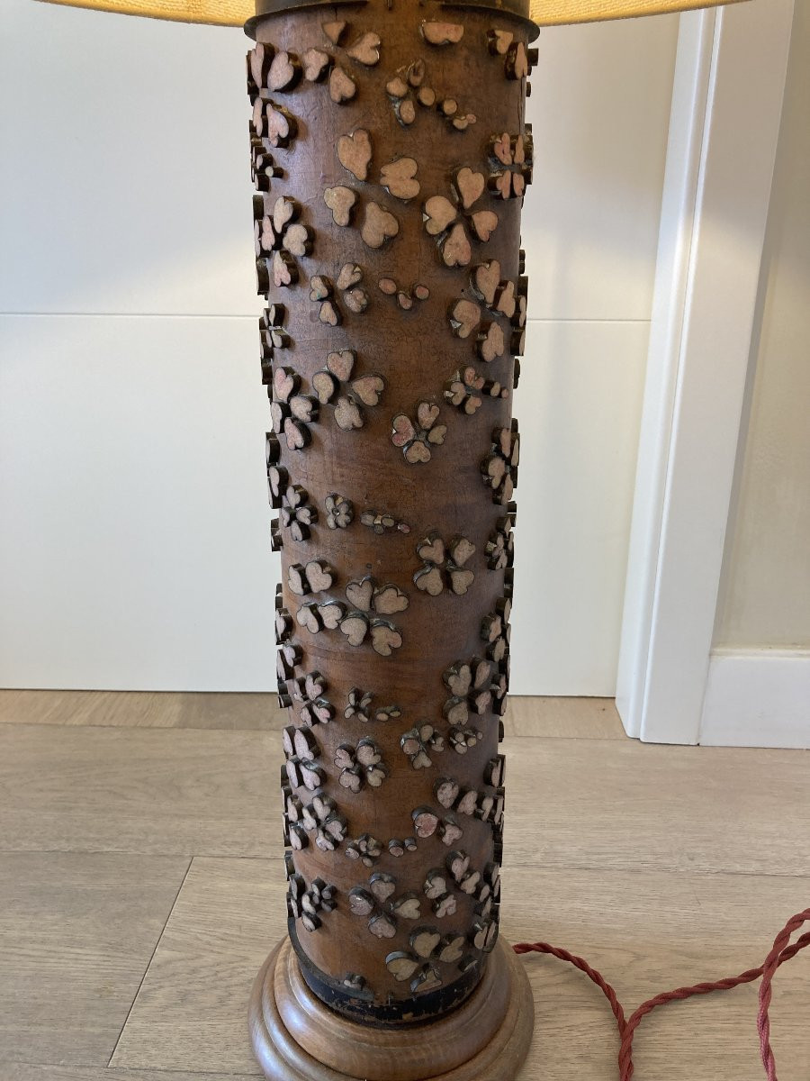Lampe rouleau d'impression, Bois et Laiton, Fin 19ème-photo-5