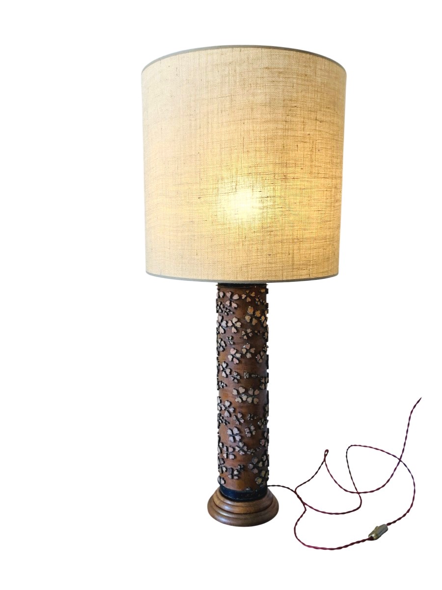 Lampe rouleau d'impression, Bois et Laiton, Fin 19ème