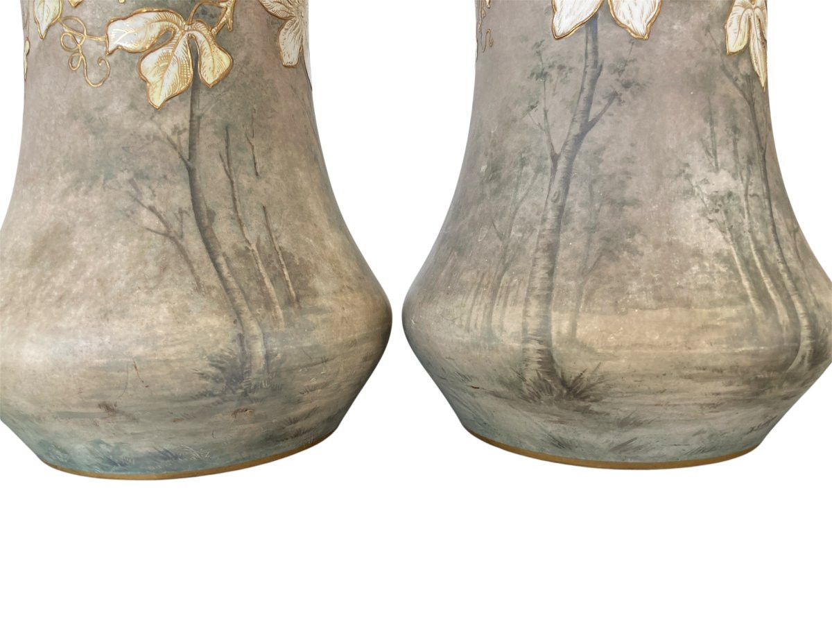 Paire de vases en Céramique, Signé Franz Anton Mehlen, Art Nouveau-photo-2