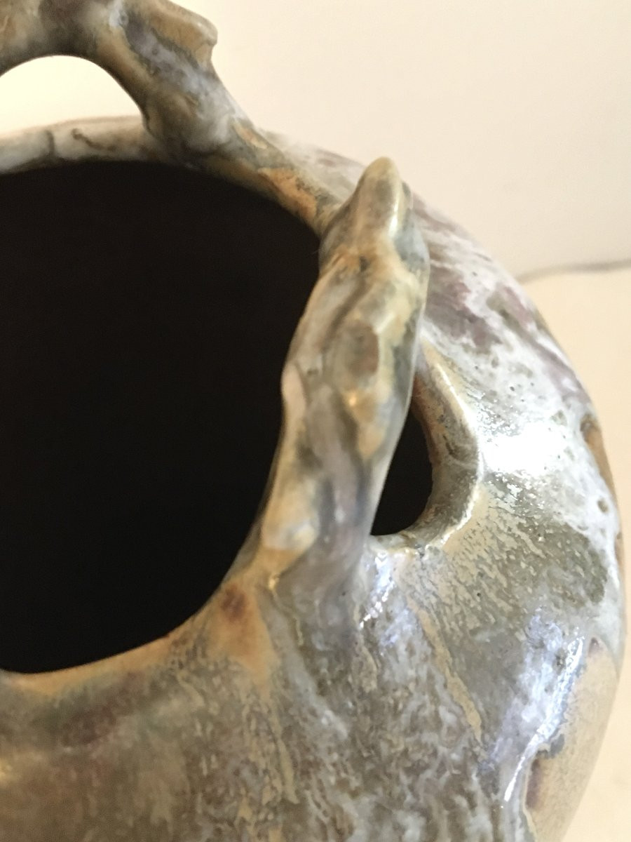 Paire de vases en Grès, Signé, Années 1950/60-photo-1