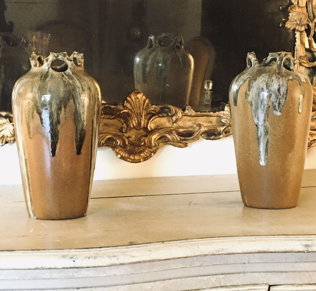 Paire de vases en Grès, Signé, Années 1950/60-photo-8