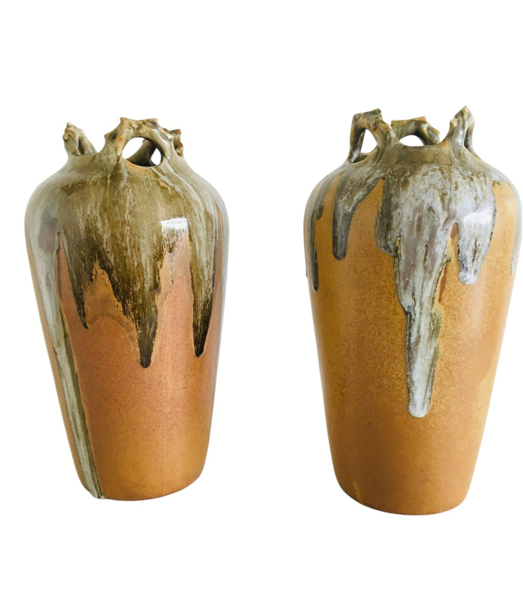 Paire de vases en Grès, Signé, Années 1950/60