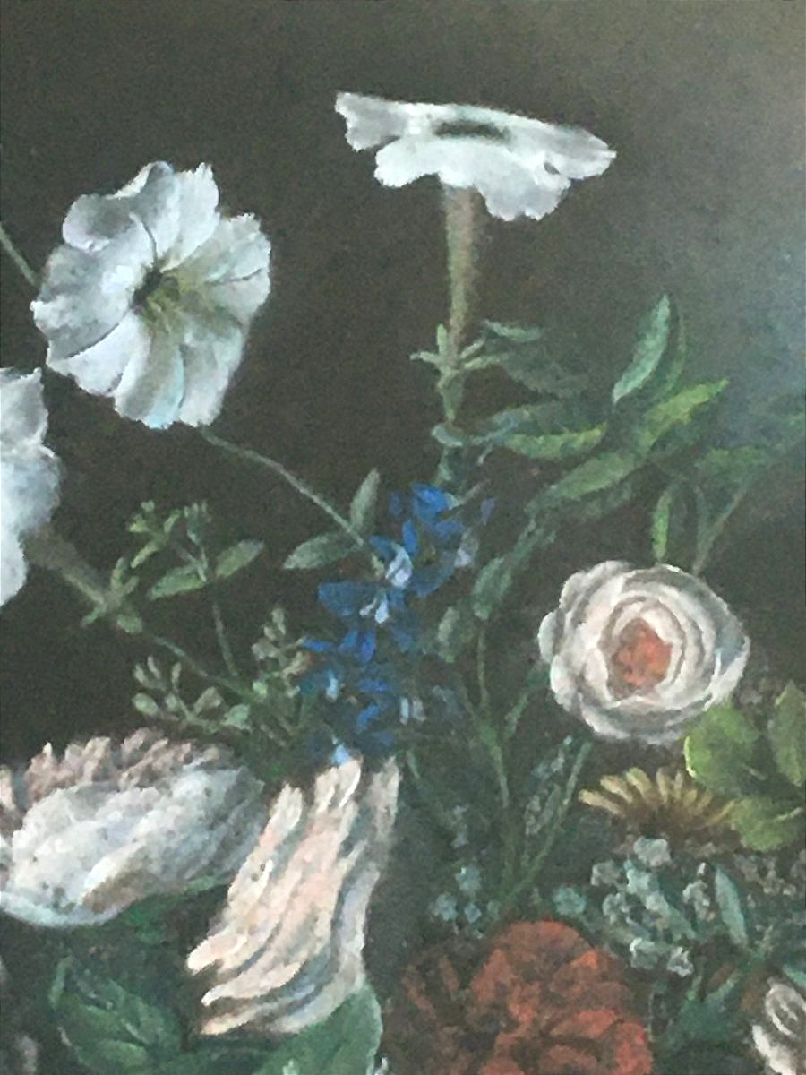 Pastel d'un bouquet de Fleurs, Napoléon lll, 19ème-photo-4