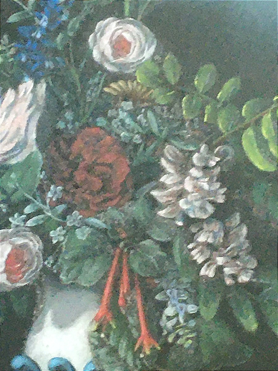 Pastel d'un bouquet de Fleurs, Napoléon lll, 19ème-photo-2