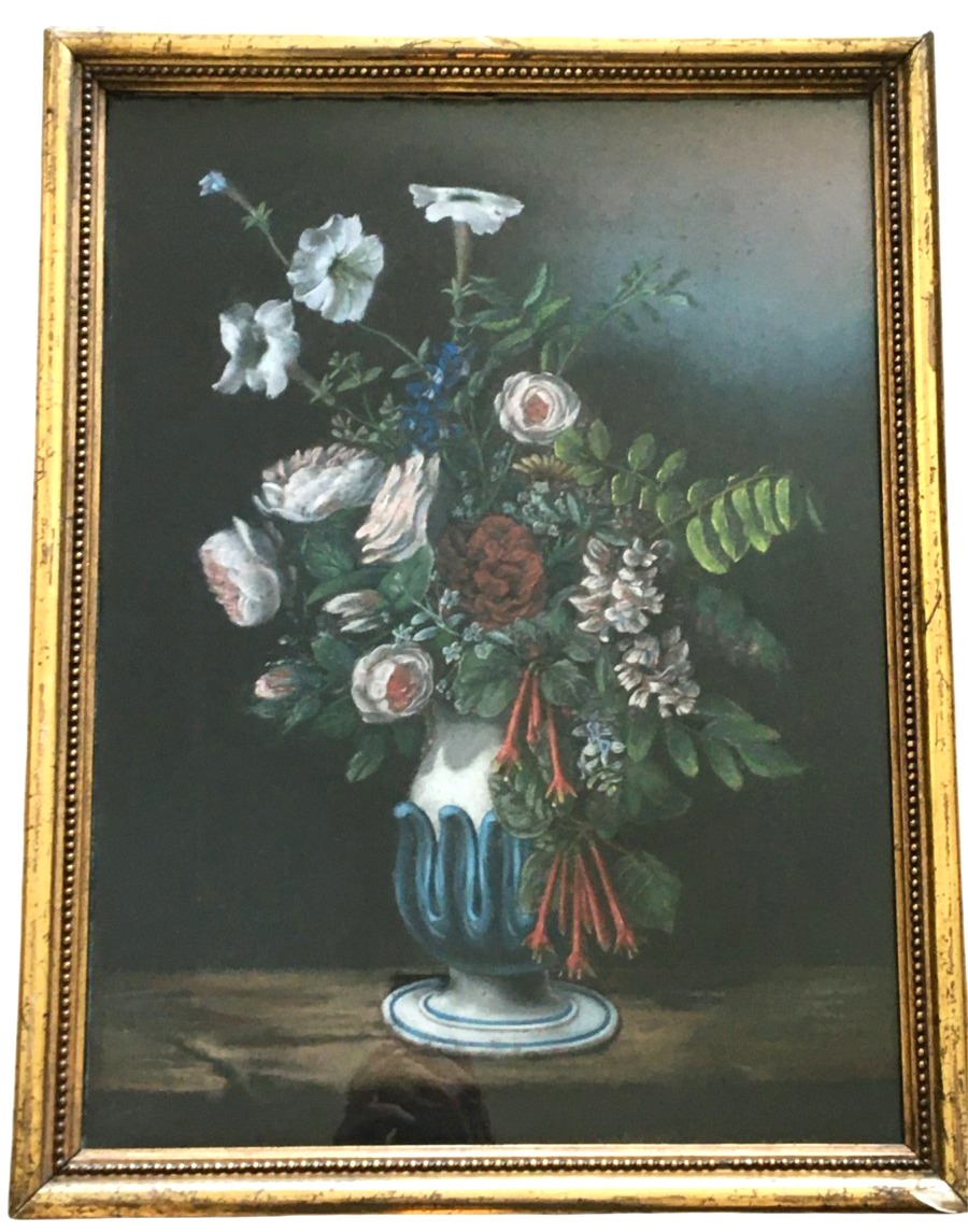 Pastel d'un bouquet de Fleurs, Napoléon lll, 19ème