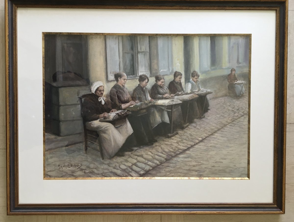 Grande gouache et aquarelle par Maurice Dubois (1869 - 1944)-photo-3