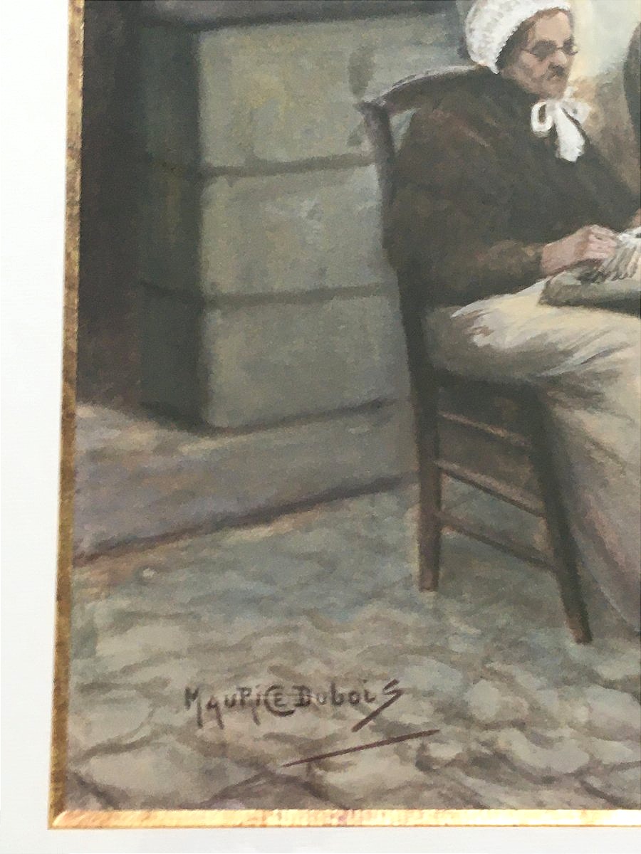 Grande gouache et aquarelle par Maurice Dubois (1869 - 1944)-photo-2