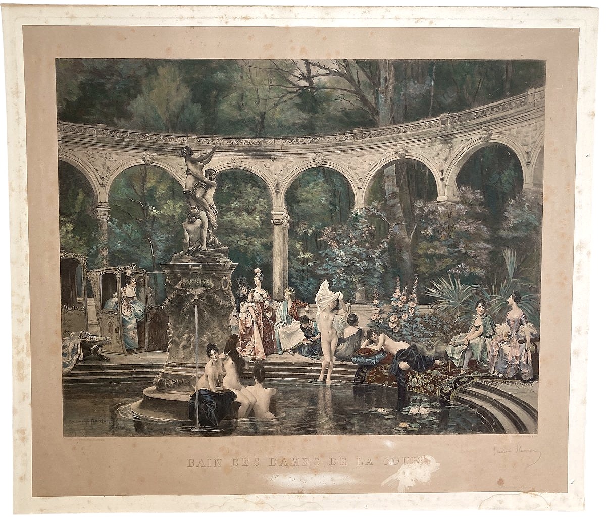 Gravure "Le Bain Des Dames de la Cour", par François Flameng, 1887-photo-2