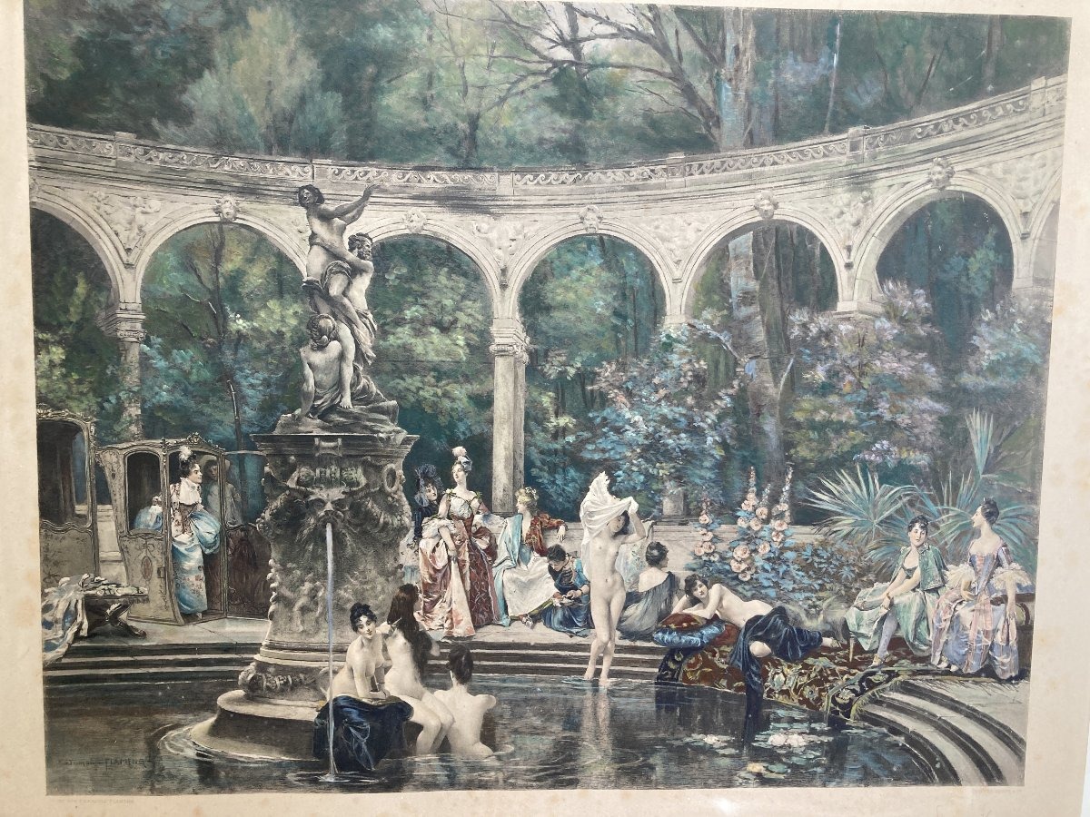 Gravure "Le Bain Des Dames de la Cour", par François Flameng, 1887-photo-3