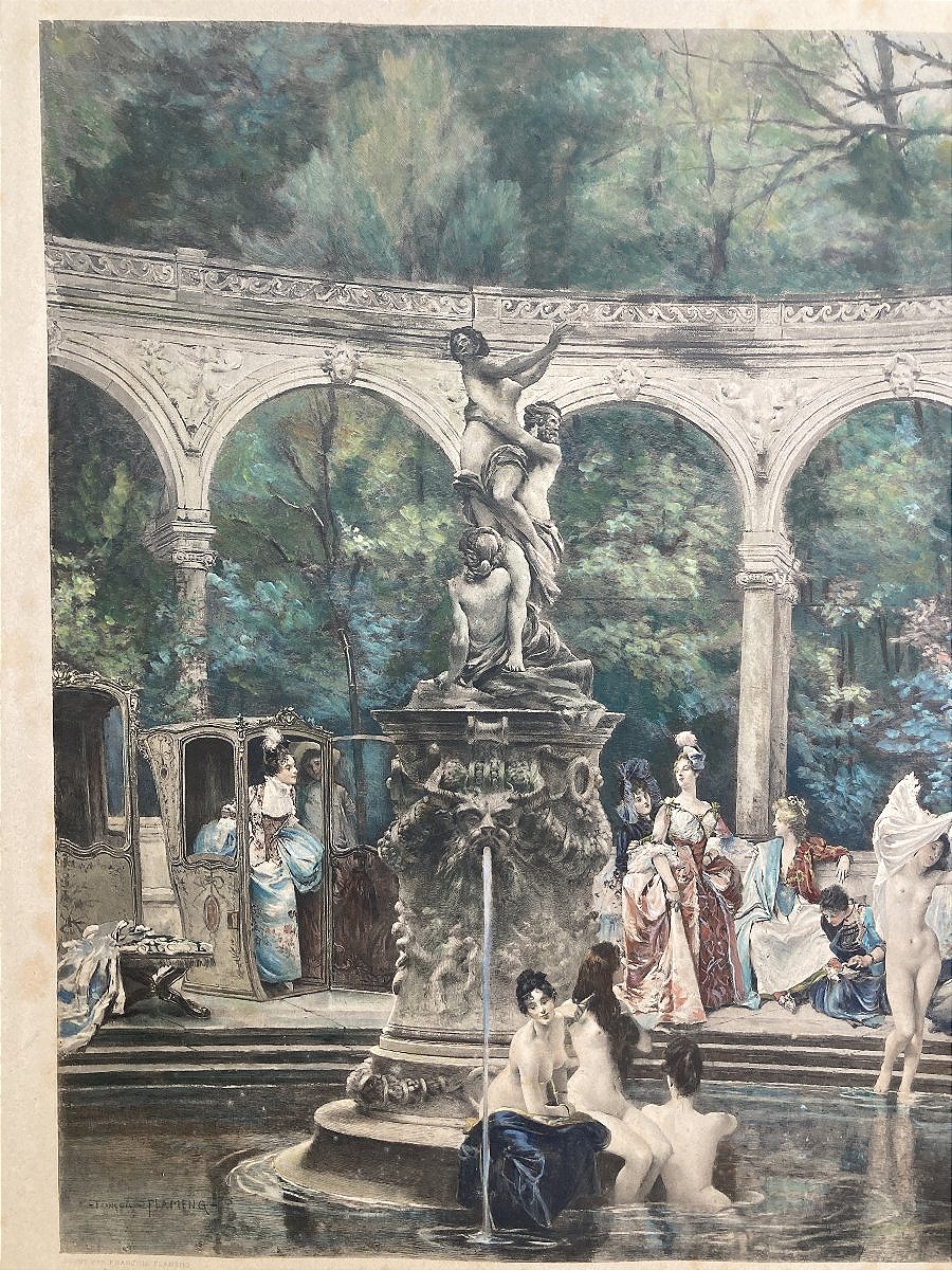 Gravure "Le Bain Des Dames de la Cour", par François Flameng, 1887-photo-4