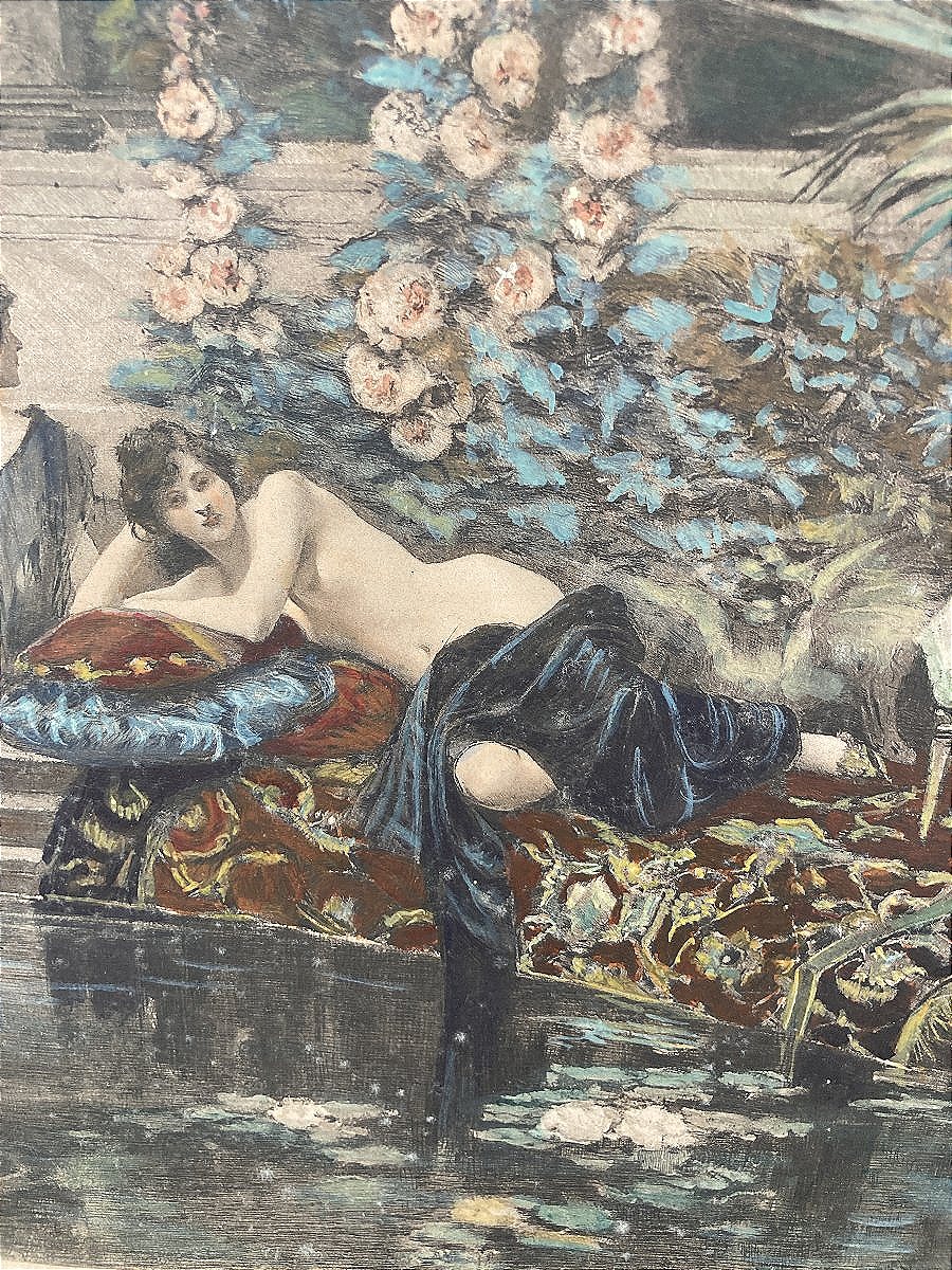 Gravure "Le Bain Des Dames de la Cour", par François Flameng, 1887-photo-1