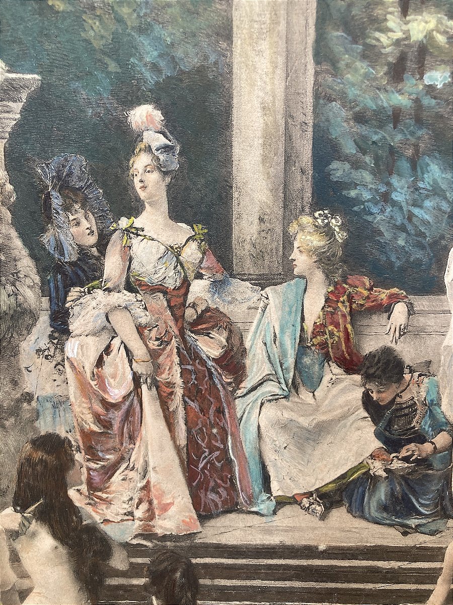 Gravure "Le Bain Des Dames de la Cour", par François Flameng, 1887-photo-2