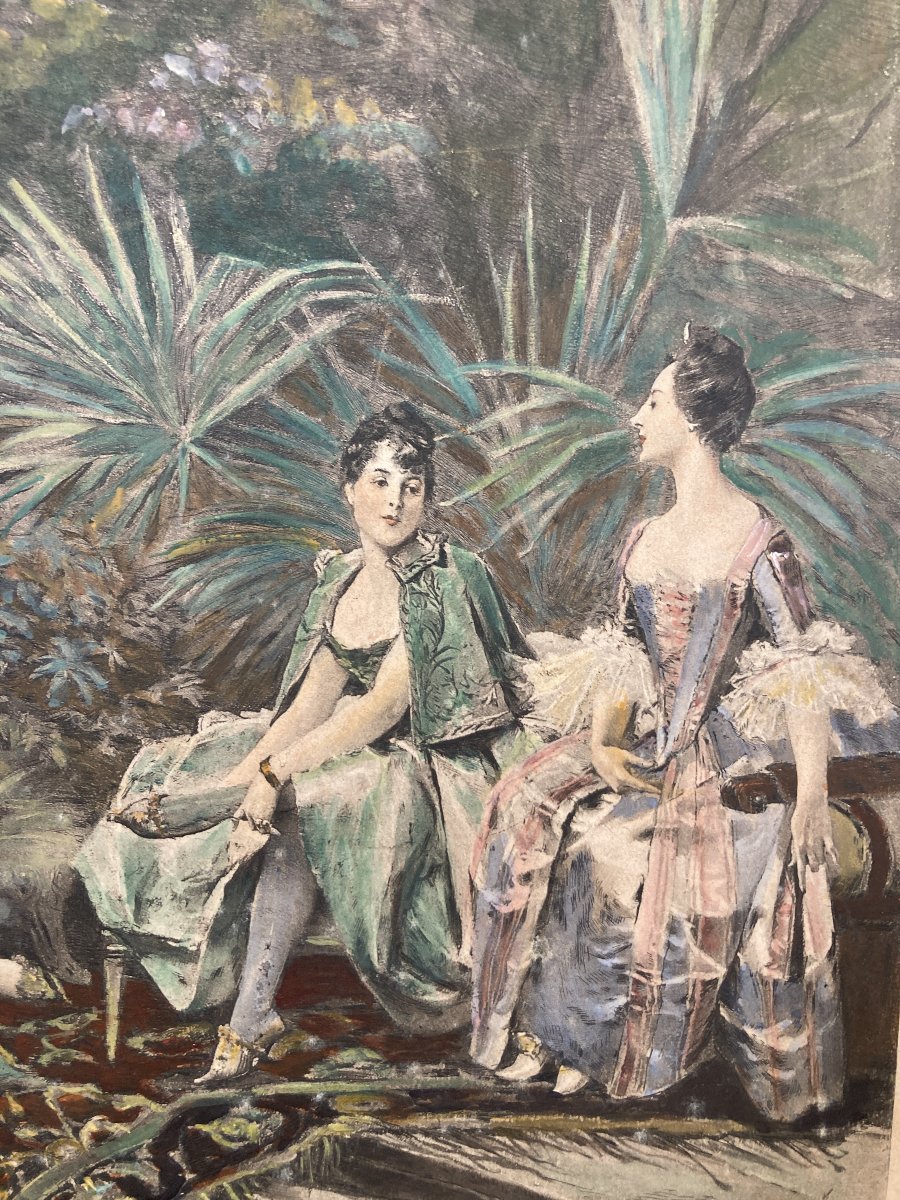 Gravure "Le Bain Des Dames de la Cour", par François Flameng, 1887-photo-3