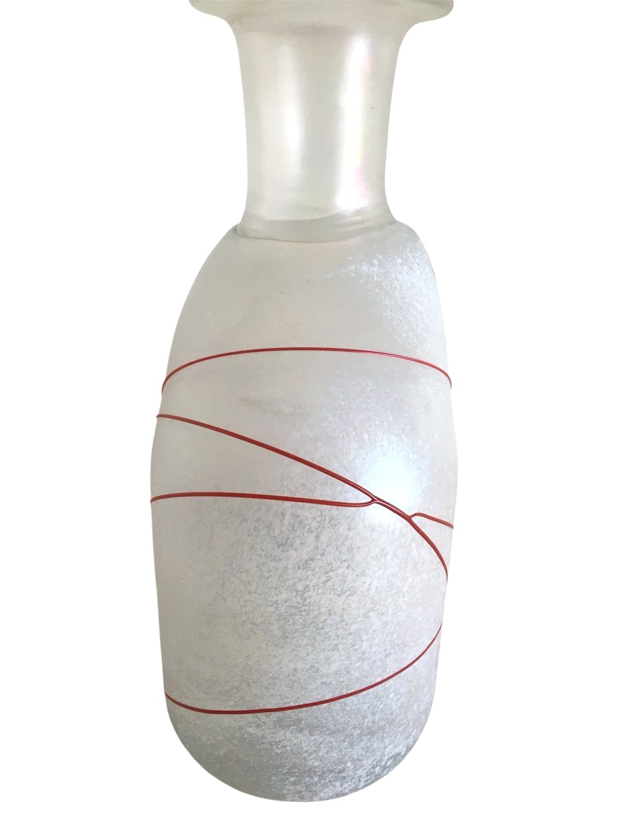 Two Frosted Blown Glass Vases - (red Galaxy Model) Bertil Vallien, Sweden 1986-photo-3