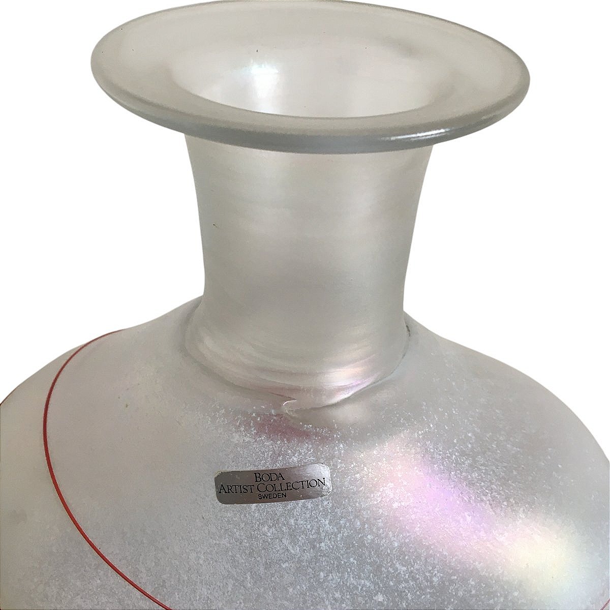 Two Frosted Blown Glass Vases - (red Galaxy Model) Bertil Vallien, Sweden 1986-photo-4