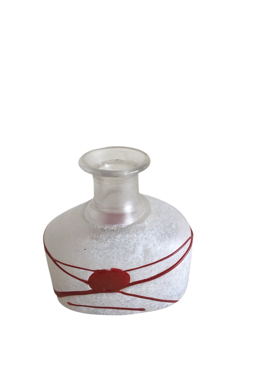 Two Frosted Blown Glass Vases - (red Galaxy Model) Bertil Vallien, Sweden 1986-photo-2