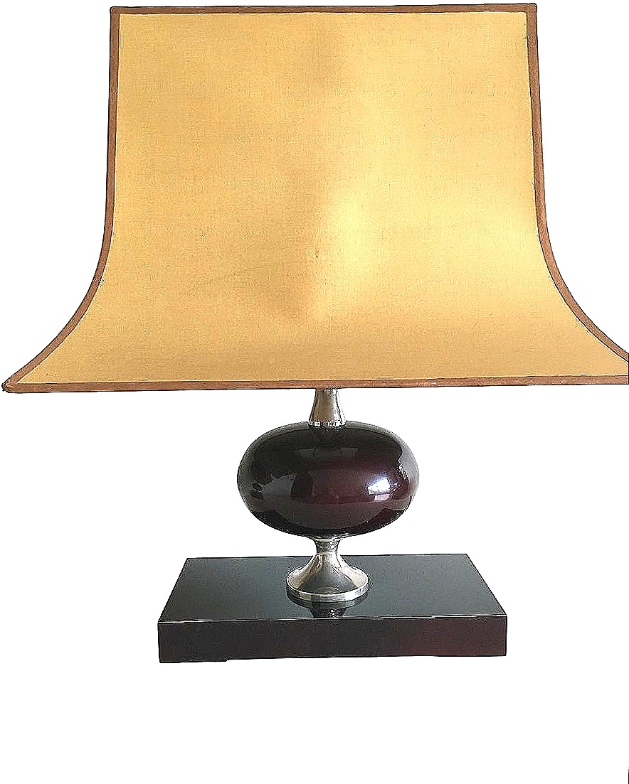 Paire de lampes, résine et acier chromé, par Philippe Barbier, vers 1970-photo-3