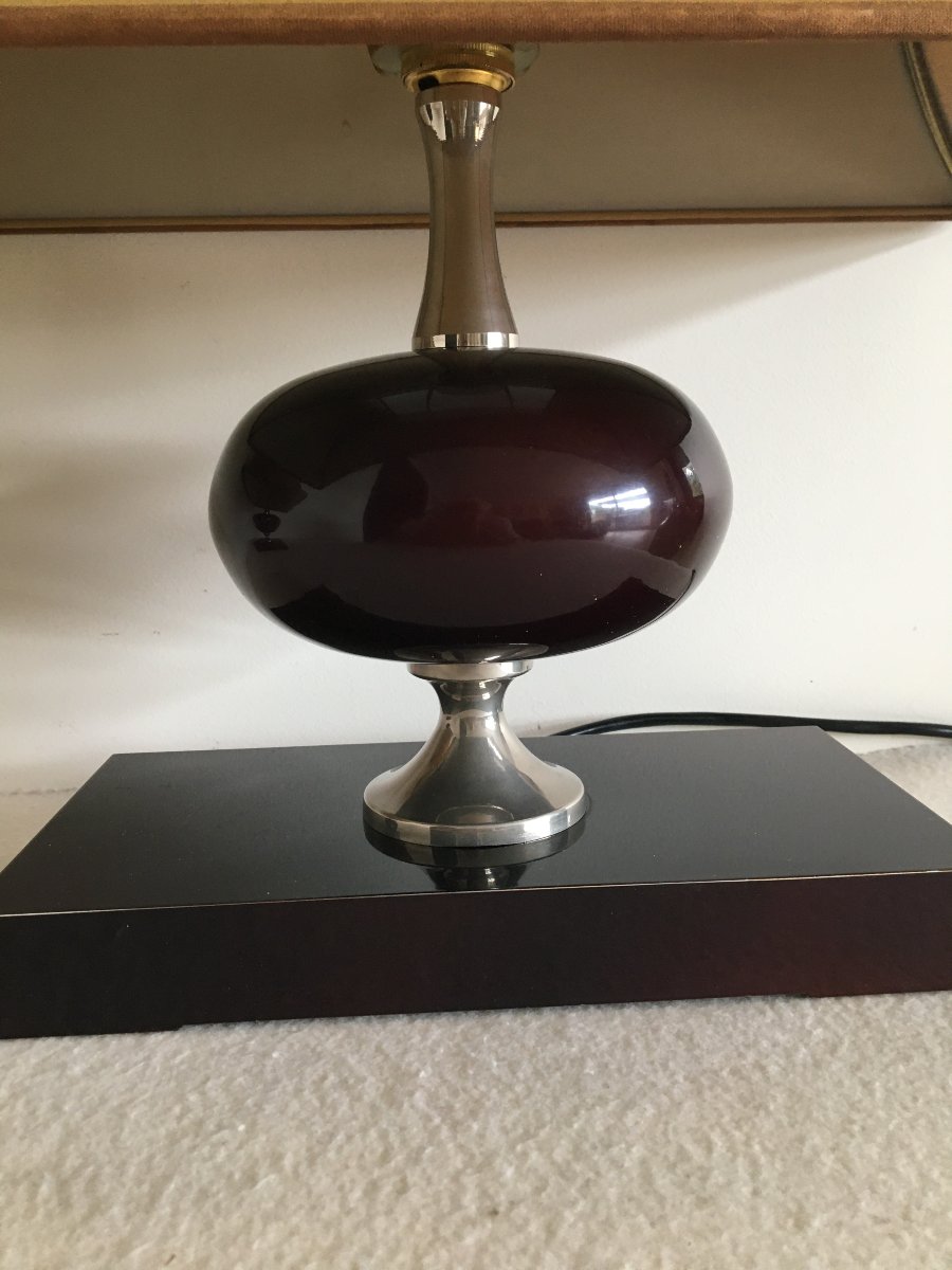 Paire de lampes, résine et acier chromé, par Philippe Barbier, vers 1970-photo-6