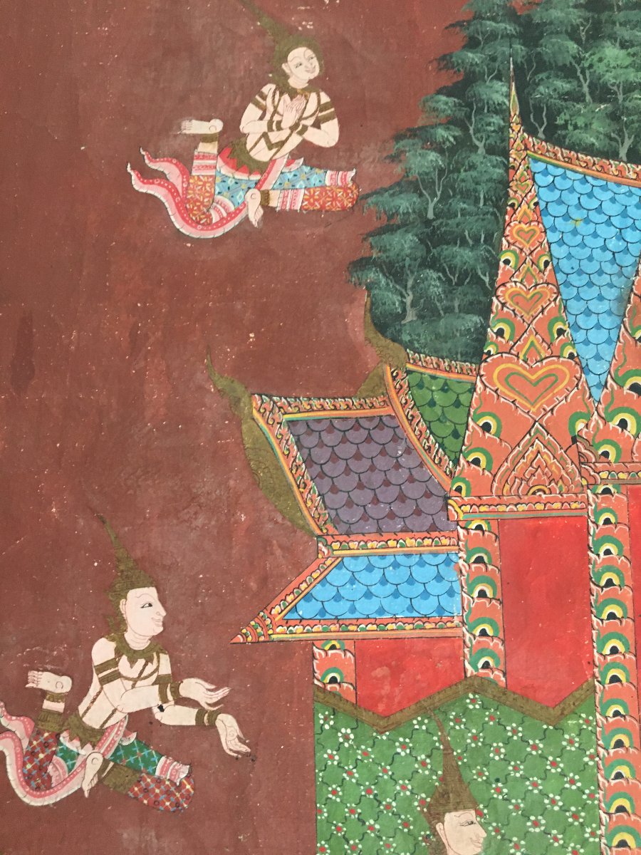 Grande Peinture sur Toile,  ThaÏlande, École de Rattanakosin (1851-1910)-photo-2