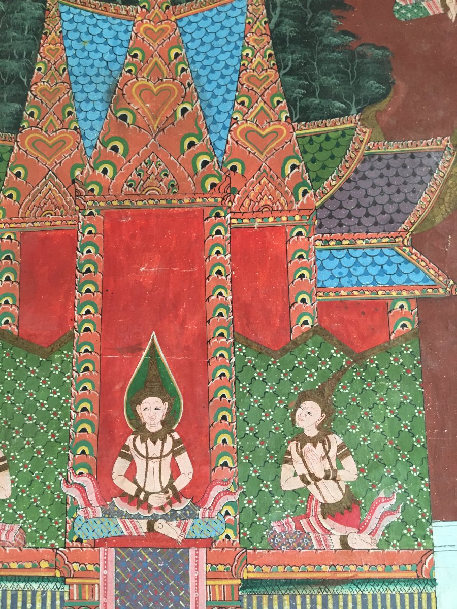 Grande Peinture sur Toile,  ThaÏlande, École de Rattanakosin (1851-1910)-photo-3