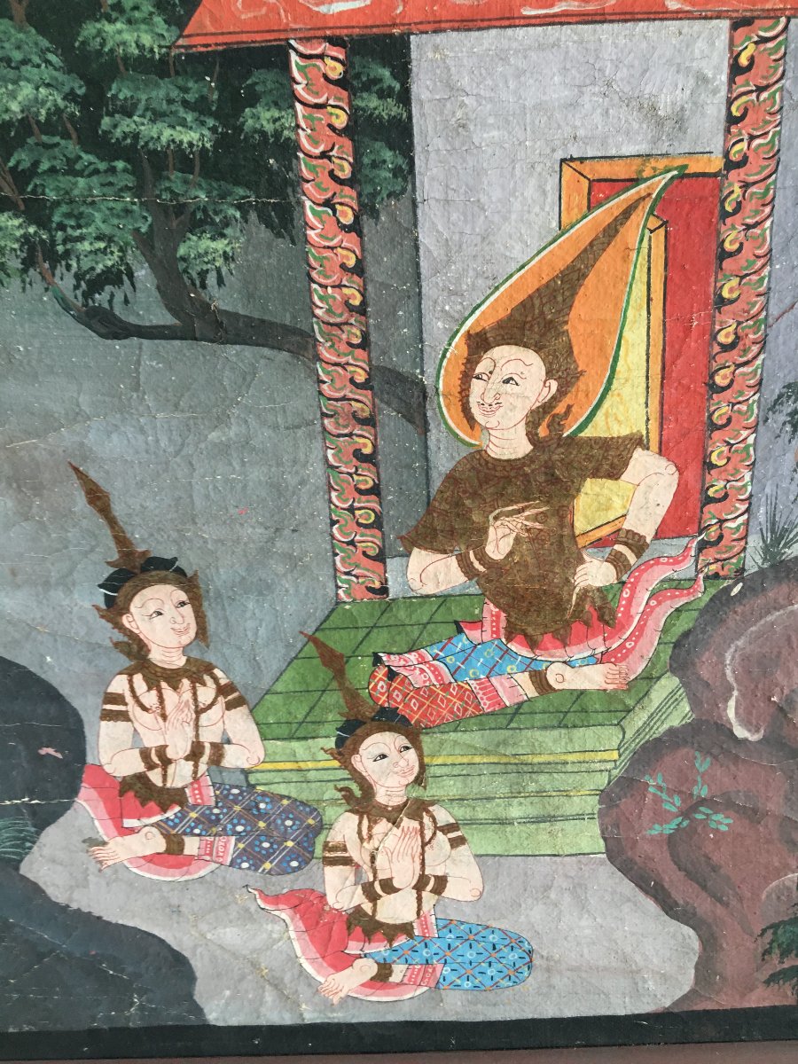Grande Peinture sur Toile,  ThaÏlande, École de Rattanakosin (1851-1910)-photo-4