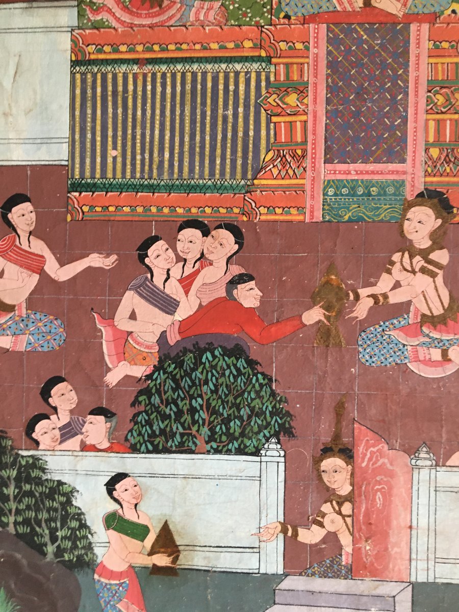 Grande Peinture sur Toile,  ThaÏlande, École de Rattanakosin (1851-1910)-photo-2