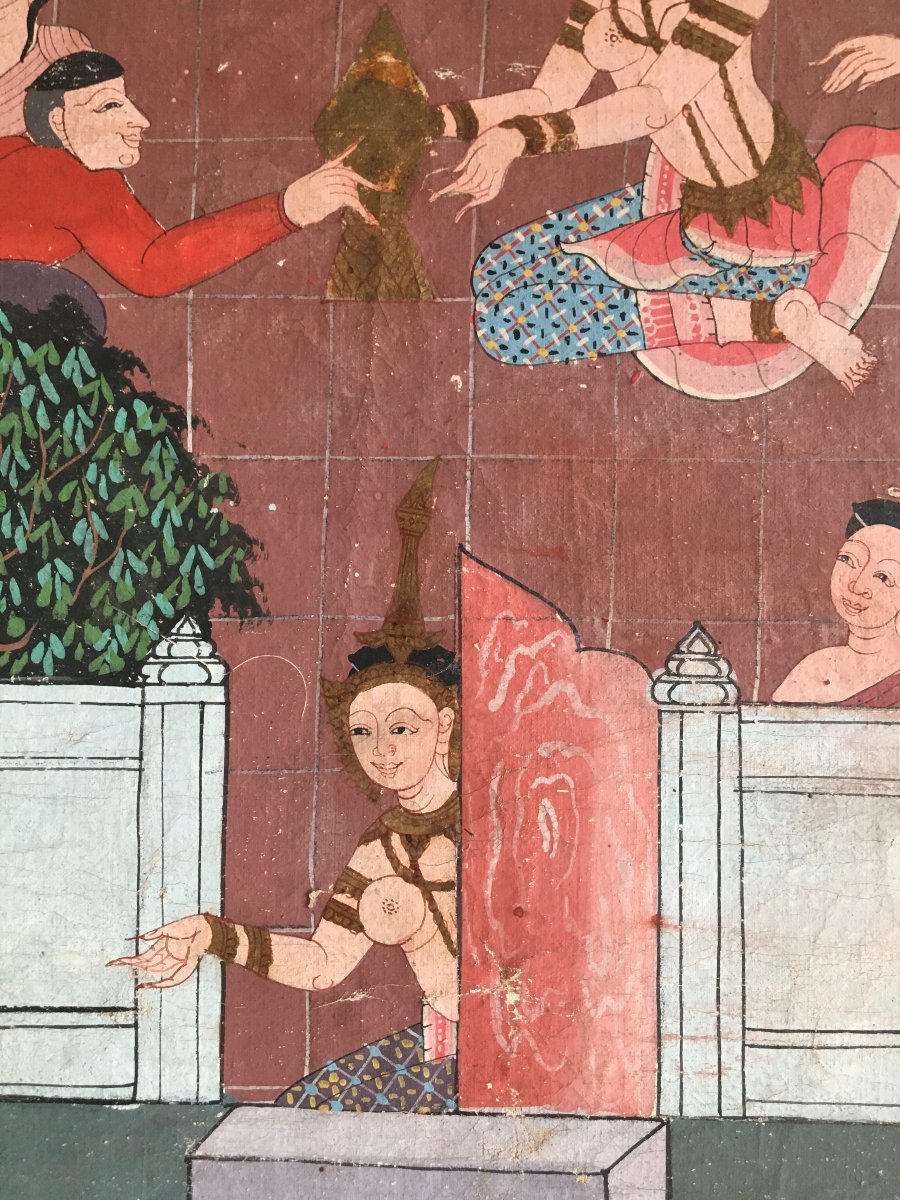 Grande Peinture sur Toile,  ThaÏlande, École de Rattanakosin (1851-1910)-photo-4