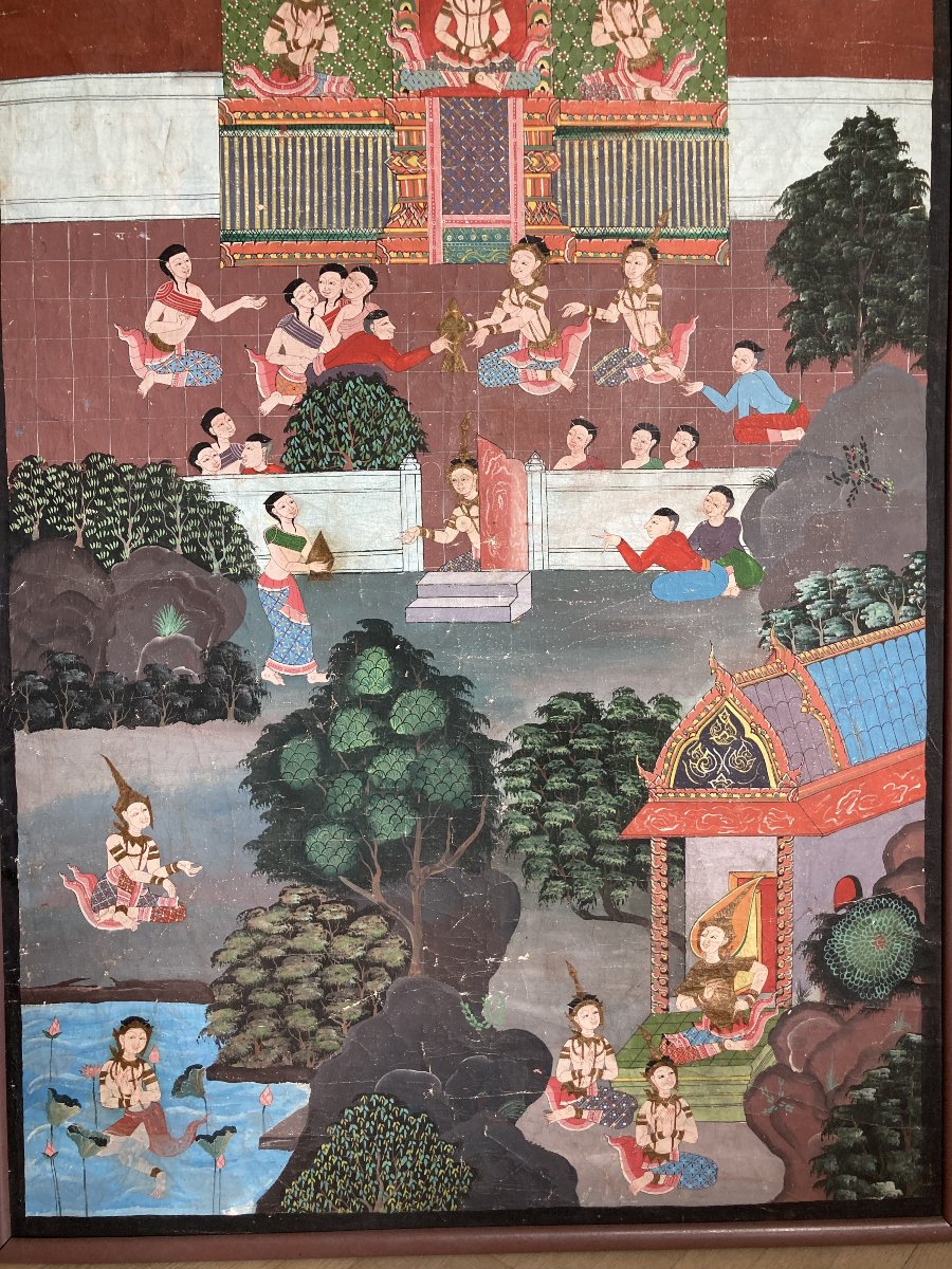 Grande Peinture sur Toile,  ThaÏlande, École de Rattanakosin (1851-1910)-photo-4