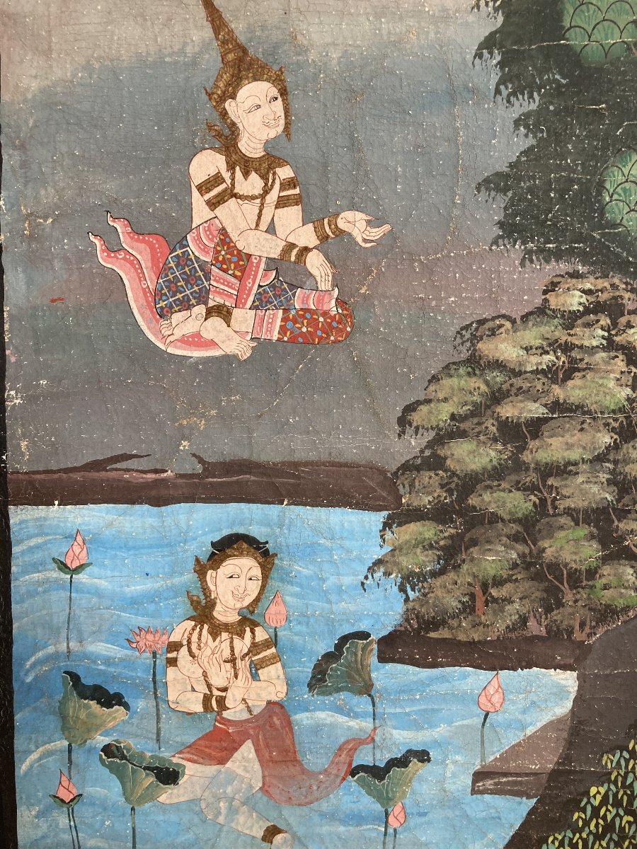 Grande Peinture sur Toile,  ThaÏlande, École de Rattanakosin (1851-1910)-photo-7