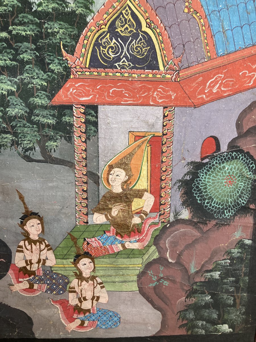Grande Peinture sur Toile,  ThaÏlande, École de Rattanakosin (1851-1910)-photo-8