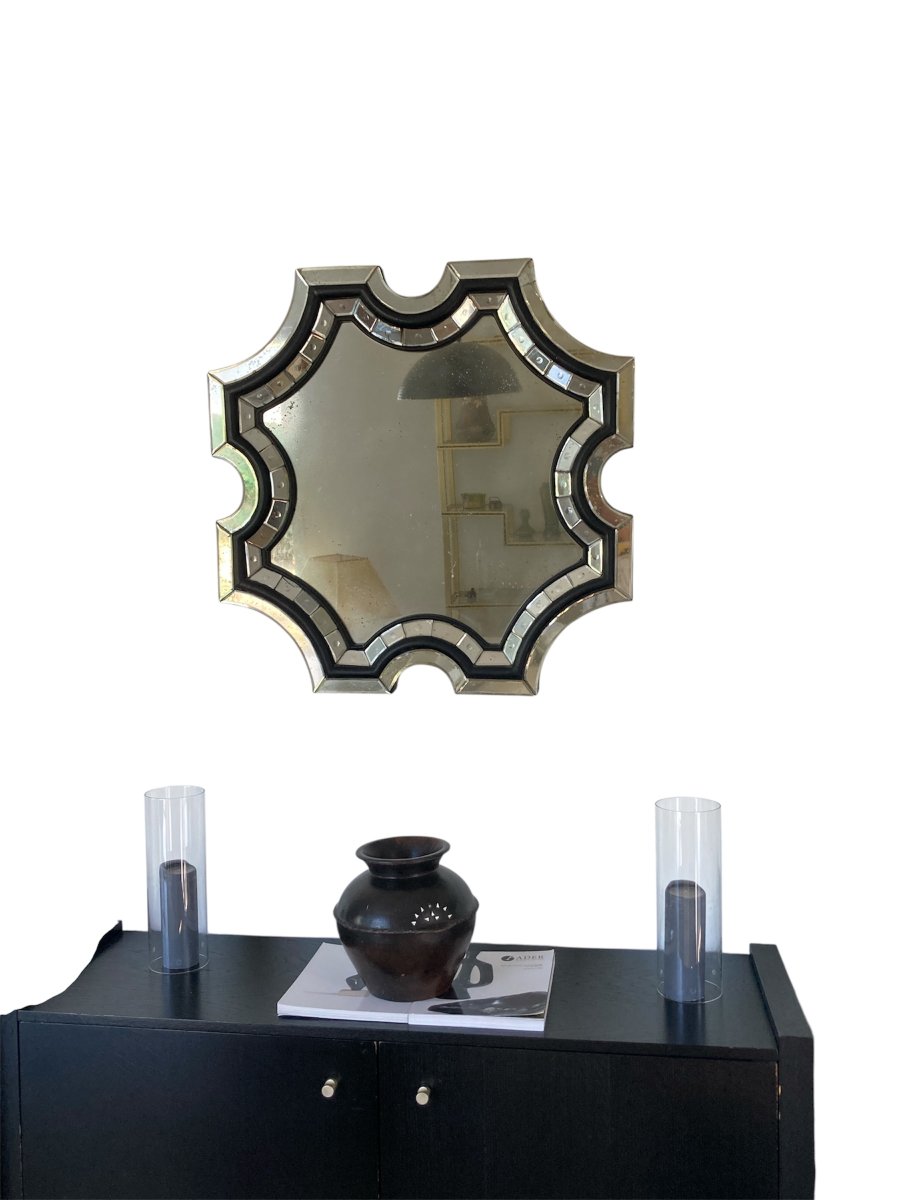 Pair Of Octagonal Art Deco Style Mirrors, 20th Century-photo-7