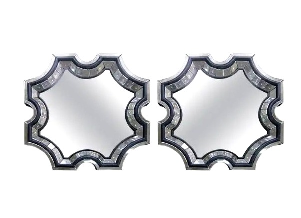 Pair Of Octagonal Art Deco Style Mirrors, 20th Century