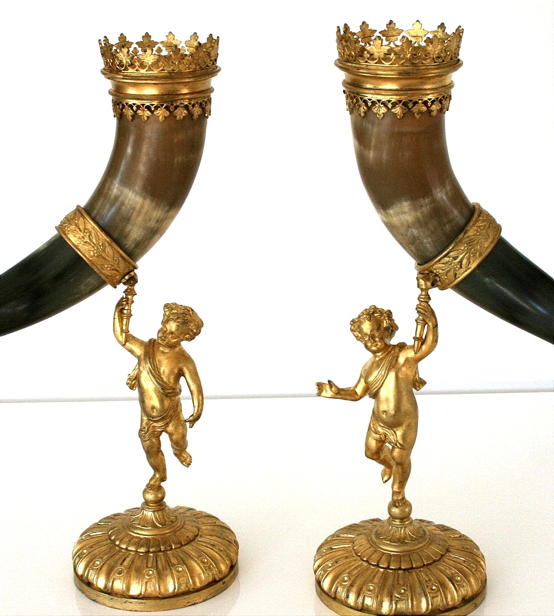 Pair Of Large Cornucopias,  19th