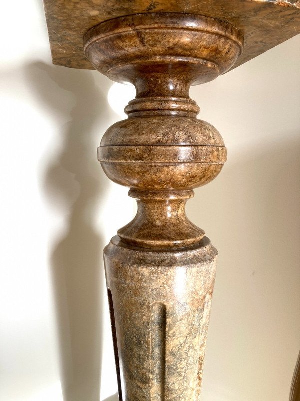 Colonne de Présentation en marbre de Sarrancolin. Travail Fin 18ème, Début 19ème-photo-2