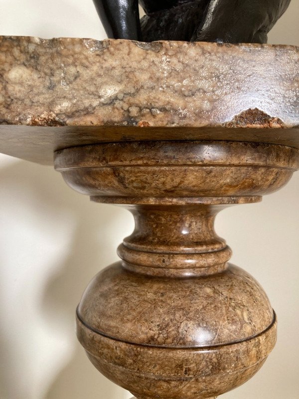 Colonne de Présentation en marbre de Sarrancolin. Travail Fin 18ème, Début 19ème-photo-1