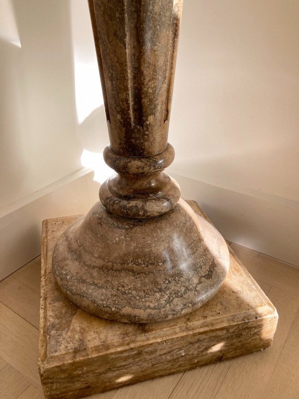 Colonne de Présentation en marbre de Sarrancolin. Travail Fin 18ème, Début 19ème-photo-2