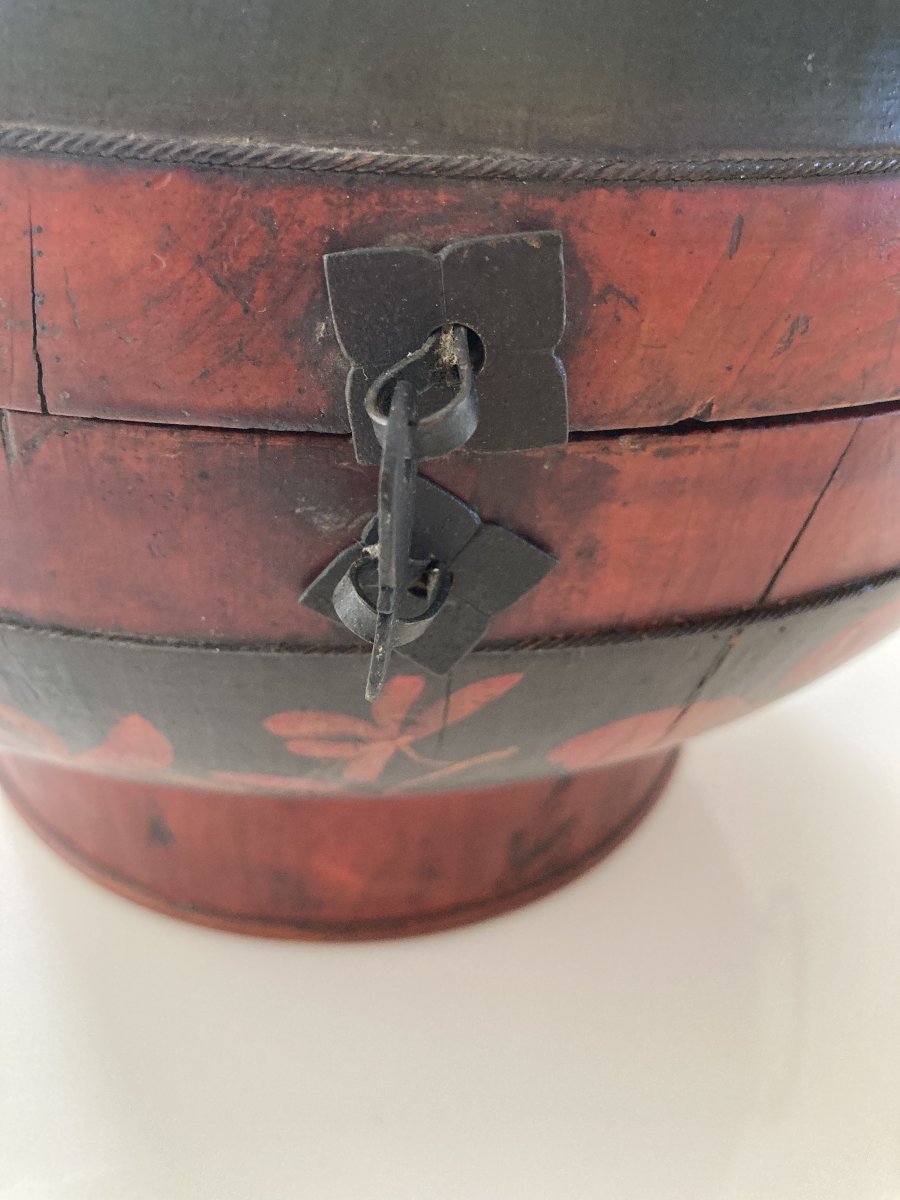 Grande Boîte de mariage Chinoise, bois polychromé, Début 20ème-photo-5