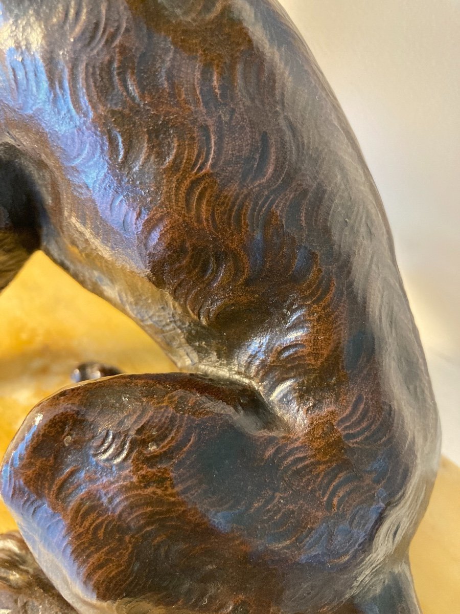 Sculpture en Bronze représentant un chien assis, Ecole Française du 19ÈME-photo-7