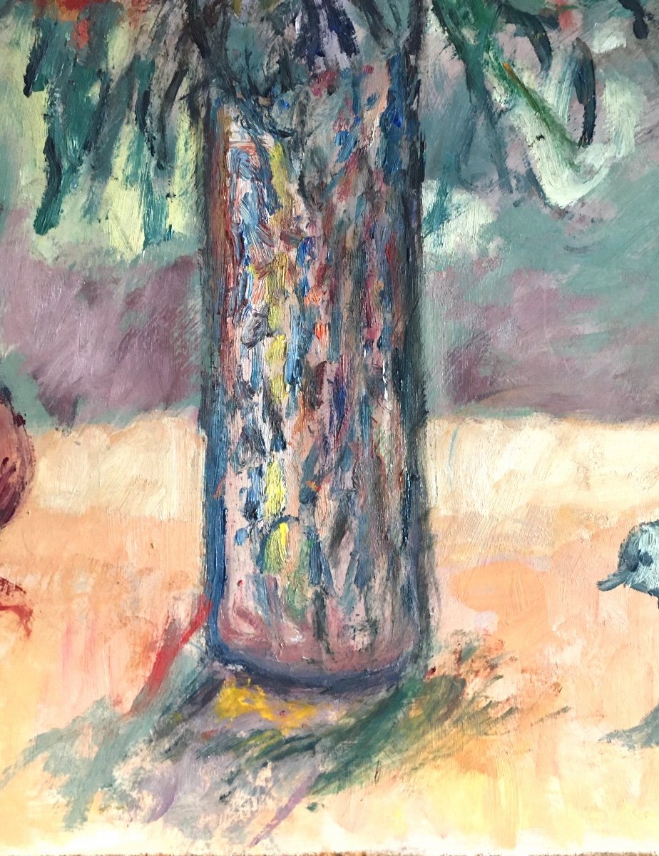 Oil On Hardboard, Bouquet Of Flowers, Bernard Marre-photo-4