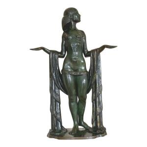 Sculpture Of Woman In Bronze, Signed By Marcel Rau (belgium)