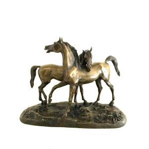 Bronze Sculpture, Representative Of Arabian Horses, 19th 