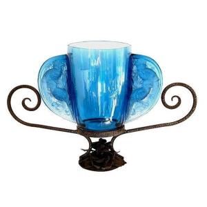 Glass Vase, Les Oiseaux Des Iles, Verlys France Art Deco 1940