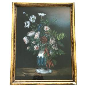 Pastel Of A Bouquet Of Flowers, Napoleon Lll, 19th Century