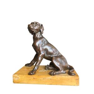 Sculpture en Bronze représentant un chien assis, Ecole Française du 19ÈME