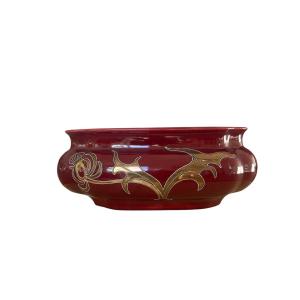 Cache-pot - jardinière en céramique, Faience de Sarreguemines, Art nouveau