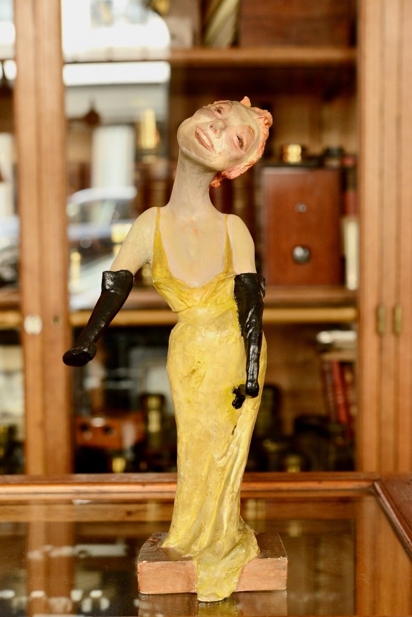 Figurine Of Yvette Guilbert, 35 Cm High